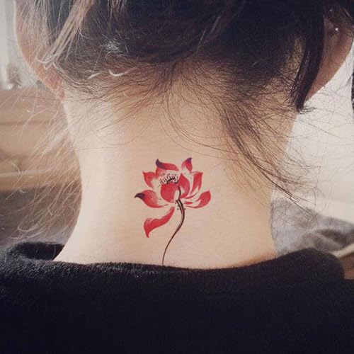 6-Sheet Watercolor Lotus Temporary Tattoos - 5-7 Day Wear