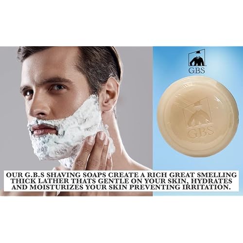 G.B.S Heavy Duty Ceramic Ivory Shaving Mug with Knob Handle and Natural Soap