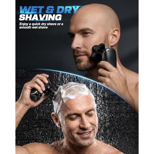 Head Shavers for Blad Men, 7D Floating Blades Electric Head Shaver, IPX7 Waterproof Wet Dry Bald Head Shaver, Magnetic Detachable Rechargable Head Shavers, Gifts for Man Male Father Husband