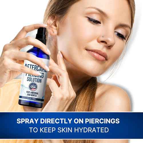 BodyJ4You Piercing Aftercare Spray - Saline Cleanser Natural Recovery Solution - Ear Gauges Nose Lip Belly Button - Wound Wash Keloid Treatment Bump Removal - Sea Salt Aloe Rosemary - Pack of 24