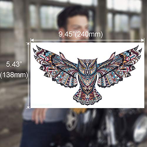 Large Owl Temporary Tattoos - 4 Sheets Waterproof Body Art Stickers