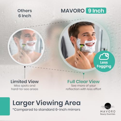 Mavoro 9" Acrylic Shower Mirror with Suction Cups