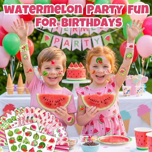 Watermelon Party Favor Set - 48 Piece Bundle with Tattoos & Slap Bracelets