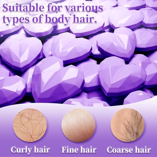 Hard Wax Beads, 400g Heart Wax Beans for Sensitive Skin, Hypoallergenic Waxing Bead for Coarse Hair Removal, Body, Brazilian, Facial, Bikini, Legs, Armpits Women Home Purple