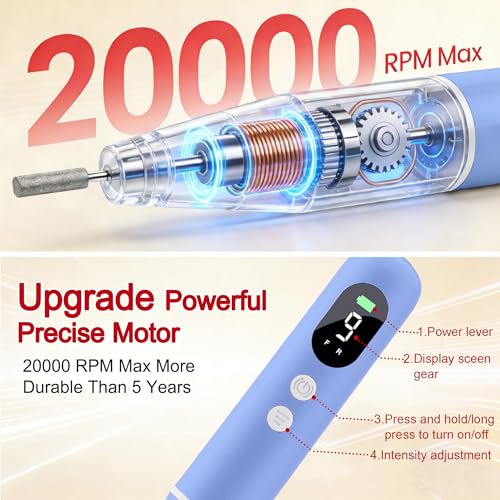 Electric Nail Drill Kit – Professional Cordless Nail File with LED Display & 26 Accessories