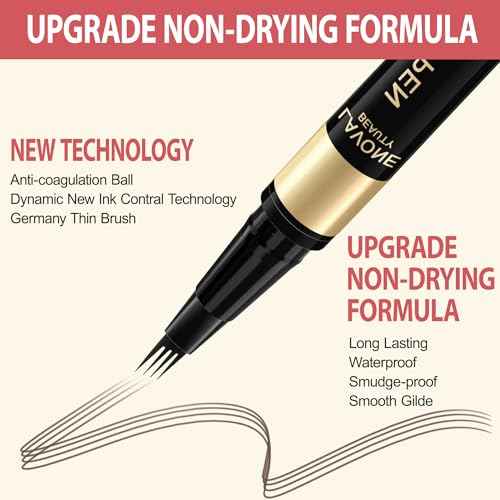 LAVONE Eyebrow Pen, 2-in-1 Eyebrow Pencils for Women with 4 Tip Microblading Eyebrow Pencil and Curved Precise Brow Pencil, Waterproof Eyebrow Pencil Create Full, Natural Hair-Like Brows, Dark Brown