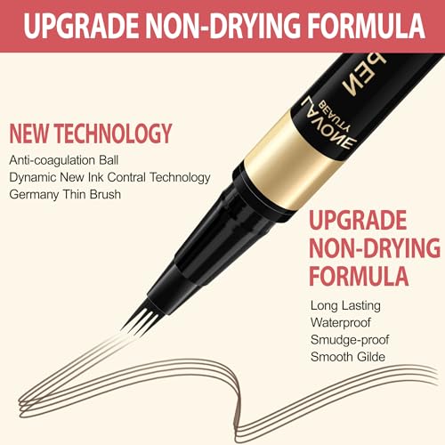 LAVONE 2-in-1 Eyebrow Pen with 4-Tip Microblading & Curved Brow Pencil