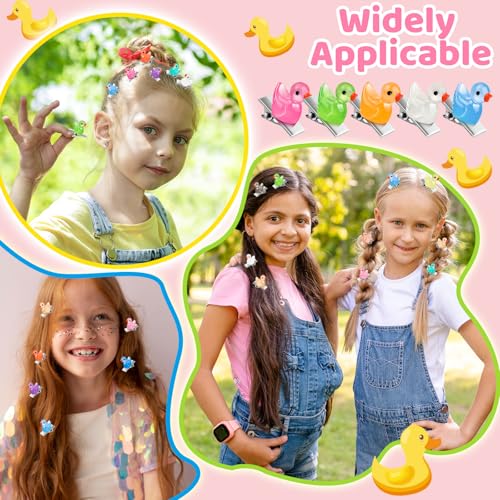 42Pcs Sprouts Rave, Cute Mini Glow Resin Duck Clips for Hair, Festival Accessories for Girls Party Supplies