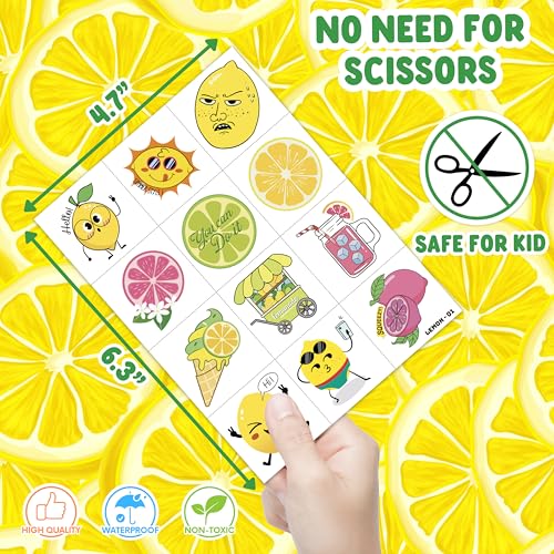 96 PCS Lemon Temporary Tattoos for Kids - Party Favors