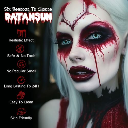 6 IN 1 Fake Blood Kit£¬Fake Blood 1.69oz X2 + Coagulated Blood 1.41oz+Spray Head+Dripping Head+Soap+Sponge¡¼Washable¡½¡¼Realistic Effect¡½¡¼Skin Friendly¡½Professional Fake Blood Makeup Kit£¬Fresh+Dark