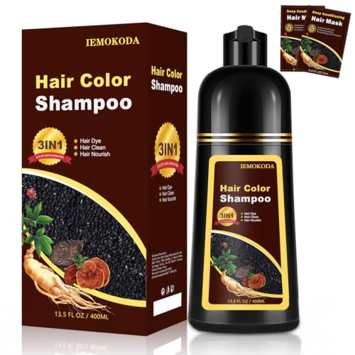 Deep Wine Red Hair Dye Shampoo 3-in-1 for Gray Hair - Long-Lasting Natural Color, 16.9 Fl Oz