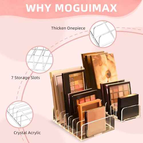 2 Pack Acrylic Makeup Eyeshadow Palette Organizer, 7-Slot Display Case, Set of 2, Cosmetic Display Storage Holder fit Eyeshadow Palette, CD, Phone Case, Facial Mask, Clear Cosmetic Organizer