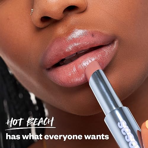 Kosas Wet Stick Moisturizing Shiny Sheer Lipstick with Ceramides, Hyaluronic acid, Peptides and Mango Butter - Soothes, Softens, and Moisturizes Lips – Hot Beach