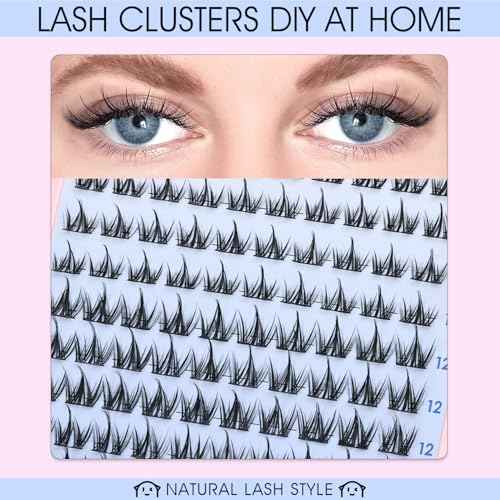 Manga Lash Clusters Kit Natural Lashes Clusters Short 8-14mm CC Curvature Lash Extension Kit Eyelash Extension Wispy Lash Clusters Individual Lash Wispy Eyelashes Clusters(Manga Short Kit)