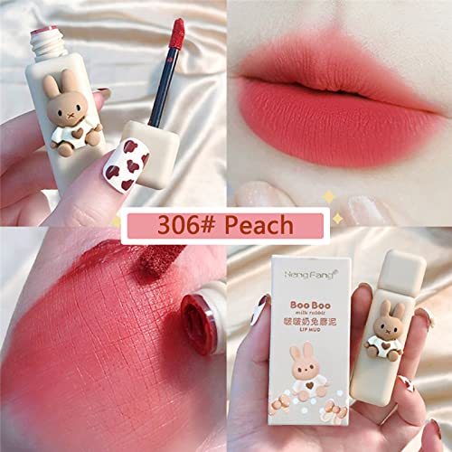 Bunny Lip Gloss Set, 4-Color Matte Velvet Mousse Lipstick