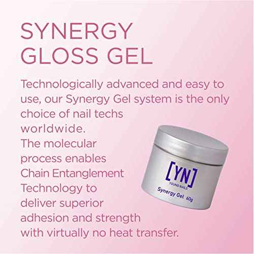 Young Nails Synergy Gel System, Clear Gloss Finishing Gel - Builder Gel Top Coat, Superior Adhesion & Strength, Hard Gel Top Coat - Gloss Top Coat, 60g
