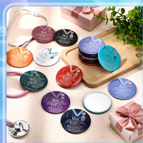 Geetery 50 Pcs Nurse Week Gifts Bulk Mini Compact Mirrors Nuese Appreciation Gifts Bulk for Women Portable Pocket Mirror Thank You for Nursing Practitioner Medical Female CNA (2.7 Inches,Classic)
