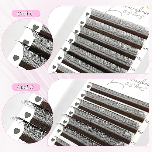CoMango Fox EyeLashes Extension 2D Fans Flying YY Lashes Y Shaped Wispy Lashes Foxy YY Lashes Mink Premade Lash Fans C/D Curly Natural Fluffy Handmade Individual Eyelash Fans(Black,2D-C-mix8-13mm)