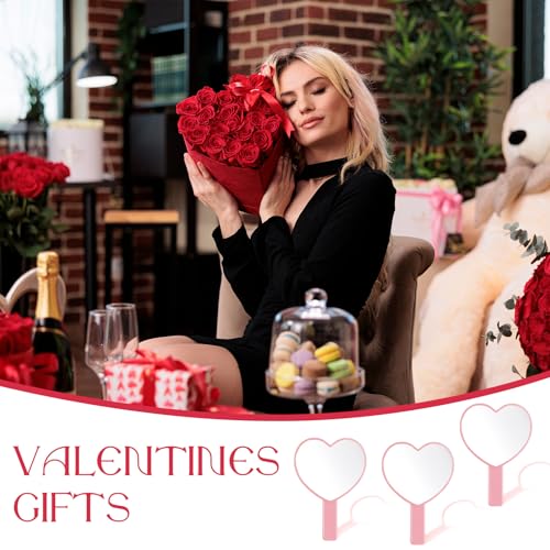Yalikop 3 Pack Heart Shaped Handheld Cosmetic Mirrors