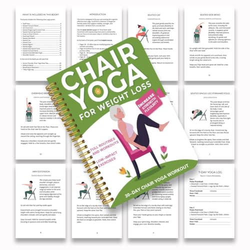 Chair Yoga for Seniors Over 60 Green Book & Chart - Weight Loss & Toning Exercises