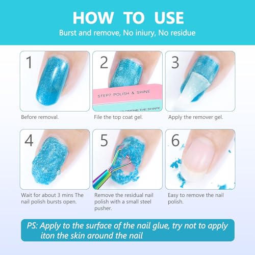 ATOANY Gel Nail Polish Remover 2 pack with Nail File & Nail Polish Scraper, Professional Gel Polish Remover for Nails, Easily & Quickly Remove Nail Polish in 3-5 Minutes, Doesn't Hurt Nails