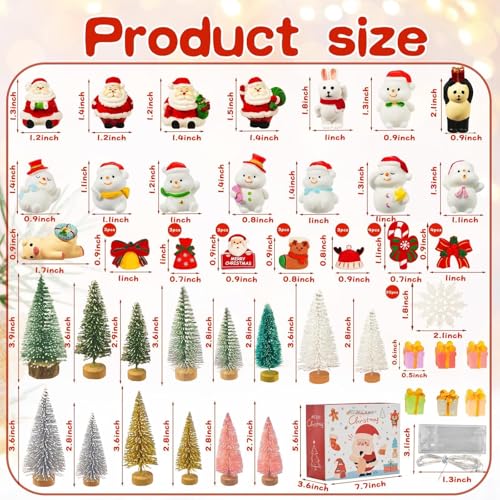 Warmtree 80PCS Christmas Miniature Figurines, Mini Resin Christmas Ornaments Mini Trees Mini Christmas Figures Snowman Santa Clause Ornament for DIY Christmas Decor Fairy Garden and Snow Globes