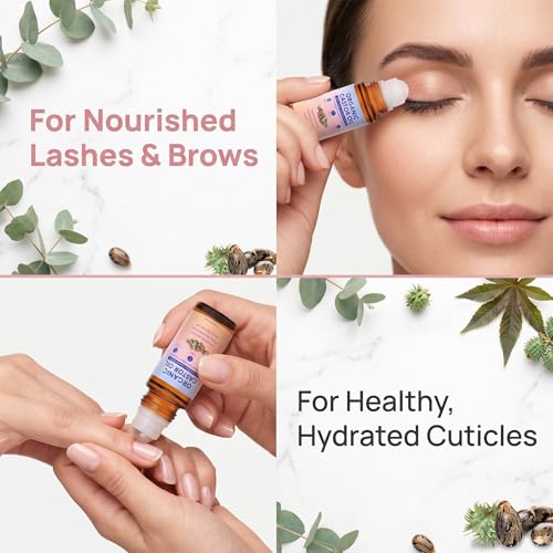 Organic Castor Oil with Rose Quartz Roller for Skin & Hair Care