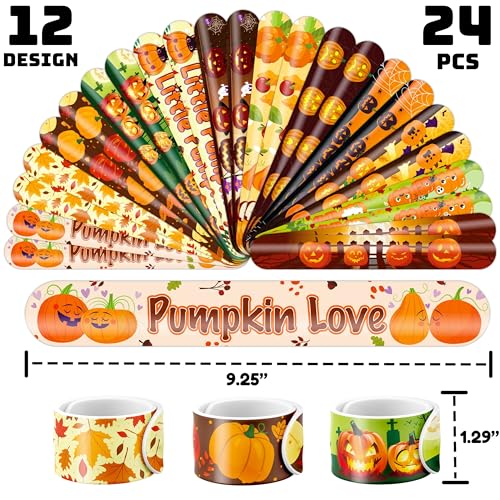 48PCS Thanksgiving Party Set - 24PCS Temporary Tattoos & 24PCS Slap Bracelets - Festive Fall-Themed Birthday Supplies, Baby Shower Gifts, Classroom Rewards & Holiday Decor for Kids (Boys & Girls)