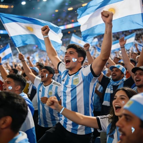 Argentina Flag Temporary Tattoos 110 Pcs Waterproof Face Stickers for Soccer Games & Parties