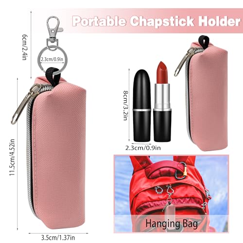 Chapstick Holder Keychain, 6-Pack Lip Balm Pouch with Clip