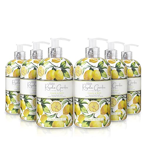 Baylis & Harding Liquid Hand Soap Wash with Dispenser, Royale Garden, Lemon & Basil, 16.9oz/500ml (6-Pack)