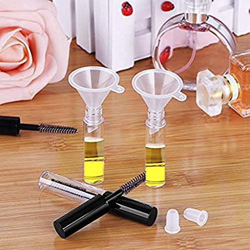 Tvoip 3Pcs 10ml Empty Mascara Tubes With Eyelash Wand, Rubber Inserts and Funnels for Castor Oil, Ideal Kit for DIY Cosmetics, Includes 3 tubes, 3 rubber inserts and 3 funnels