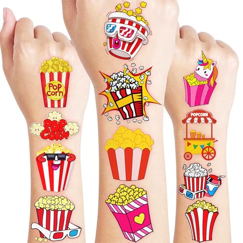 96 PCS Movie Popcorn Temporary Tattoos for Kids