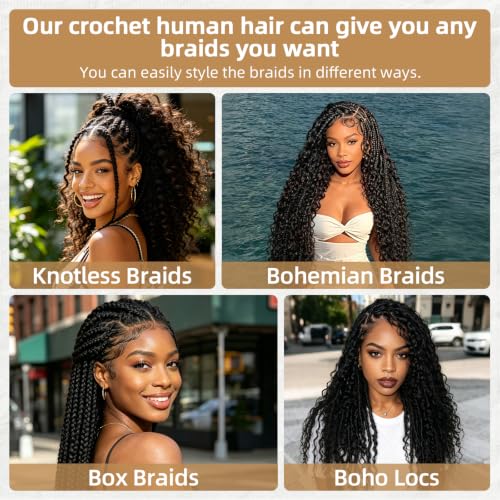 Deep Wave Crochet Hair 18 Inch 60g Pre-Separated Human Hair