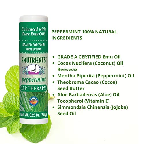 Montana Emu Ranch Natural Lip Balm 0.25 Ounce - Peppermint - Long Lasting Lip Therapy with Emu Oil
