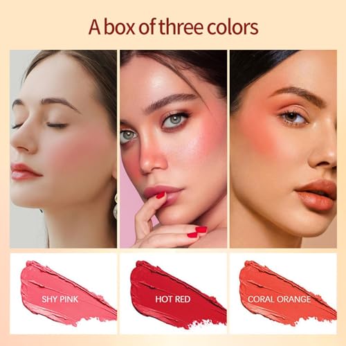 3Pcs Cream Blush Stick Set - Waterproof Multi-Use for Cheek, Lip & Eye