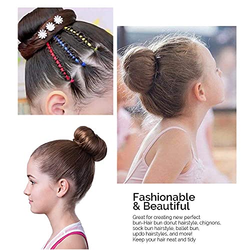 Large Hair Donut Bun Maker Set - 2 Pack Brown for Thick & Long Hair - Trendy Hairstyles