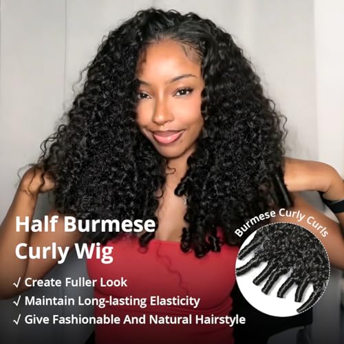 Tinashe Burmese Curly Half Wig 22" - Glueless Human Hair