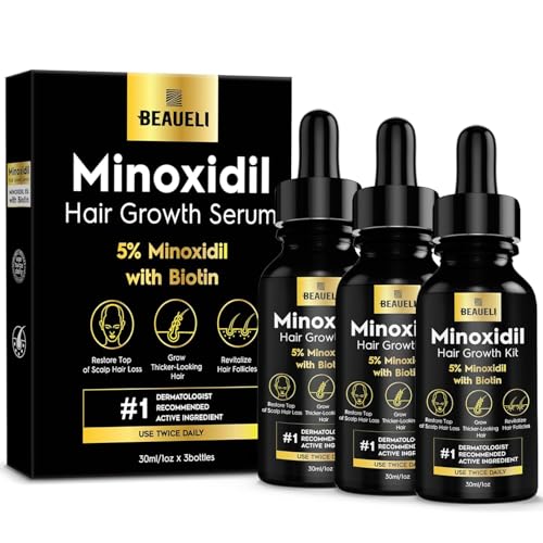 Minoxidil Hair & Beard Growth Serum 5% - Supports Thicker Hair & Beard, 3 Pack