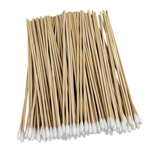 100 Pcs 6-Inch Bamboo Cotton Swabs for Cleaning, Makeup, Pet & Jewelry Care