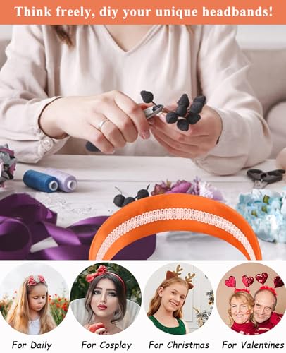 Wecoe Orange Headband 1.6 Inch Wide Silk Satin Headband Women Non Slip Fashion Plain Head Band Solid Hair Band DIY Holiday Hair Accessories for Women Girls Diademas Para Mujer Gifts