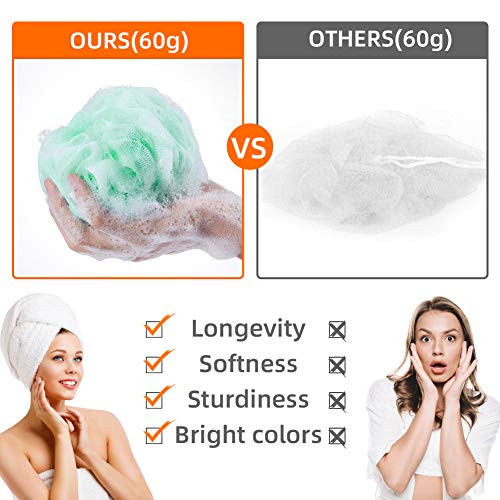 Loofah Bath Sponge Exfoliating Shower Pouf 4 Pack