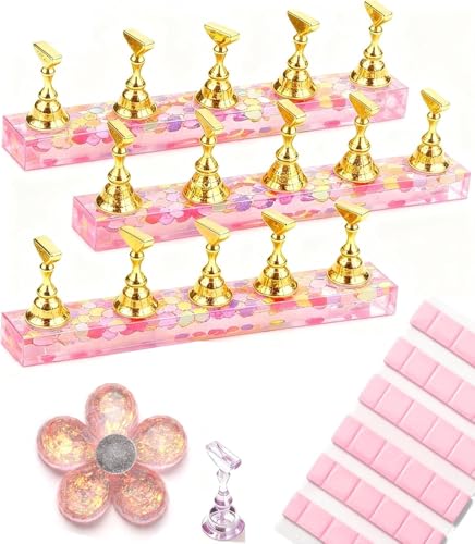 Magnetic Nail Practice Stand Set for Painting Nails - Flower Base & Putty Clay