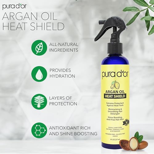 PURA D'OR Argan Oil Heat Protectant Spray 8oz
