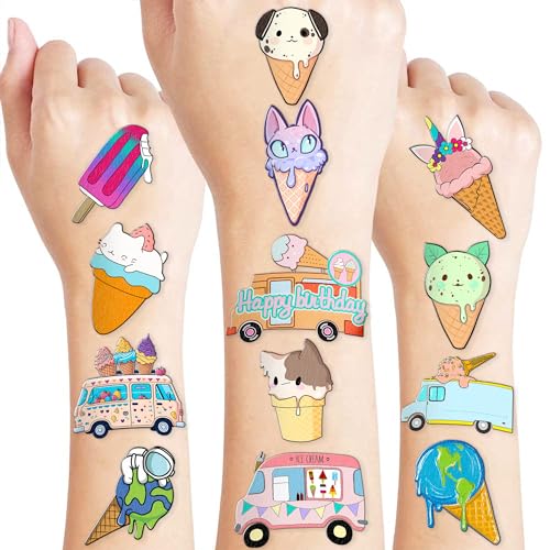 Ice Cream Temporary Tattoos for Kids - 100 PCS