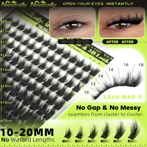 Newcally Mink Lash Clusters D Curl 10-20MM Wispy
