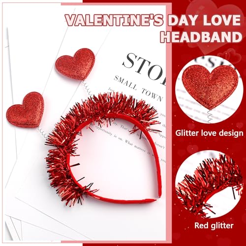 BELSITA Valentine’s Day Headbands Red Heart Hairbands Sequins Glitter Headbands for Women Valentines Heart Hair Bands Hair Accessories Holiday Party Hair Decorations 1Pcs