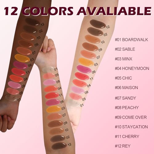 O'CHAIN 12 Color Lip Oil Set with Keychain - Moisturizing & High Shine