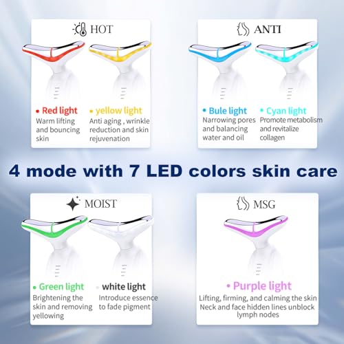 SIQUER Red Light Therapy Facial & Neck Massager - Portable Skin Care Device
