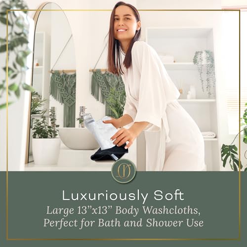 White Extra Large Washcloths Set of 6 Soft Body Cloths 13¡± x 13¡± 70% Viscose Derived from Bamboo, 30% Cotton Spa-Like Feel Silky for Skin Cleansing